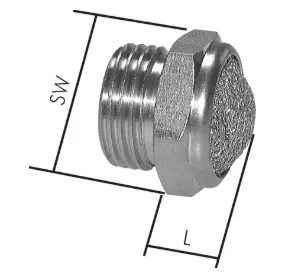 SIL001_Klusinātājs ar NT sietu, M5, SW-8, L-7, 1.4305