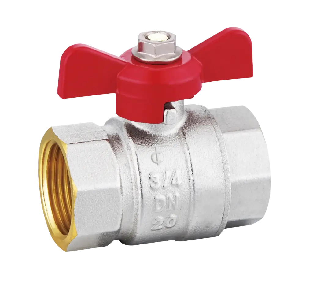 MLV010_Misiņa 2-ceļu lodveida vārsts, iekš. / iekš. vītne, BSP, rokturis - tauriņveida,  BS1152B, DN10/ 3/8", PN30, Tecofi