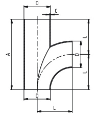 SDF2078_DIN T-gabals, liekts, S-S-S, 19.00 x 1.50 mm, DIN11852, 1.4307