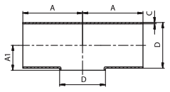 DINTS016_DIN NT T-gabals, S-S-S, (īss), 85.00 x 2.00mm, iekšp. 0.8/1.6 my,  AISI304